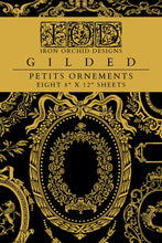 Load image into Gallery viewer, Petits Ornements IOD Foil Transfer - Four 12" x 16" Pages, Gold Guilded Image Transfer, Rub On Image by Iron Orchid Designs