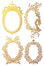 Load image into Gallery viewer, Petits Ornements IOD Foil Transfer - Four 12" x 16" Pages, Gold Guilded Image Transfer, Rub On Image by Iron Orchid Designs
