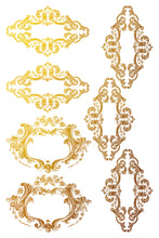 Load image into Gallery viewer, Petits Ornements IOD Foil Transfer - Four 12" x 16" Pages, Gold Guilded Image Transfer, Rub On Image by Iron Orchid Designs
