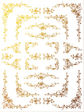 Load image into Gallery viewer, Si Belle IOD Foil Transfer - Four 12" x 16" Pages, Gold Guilded Image Transfer, Rub On Image by Iron Orchid Designs
