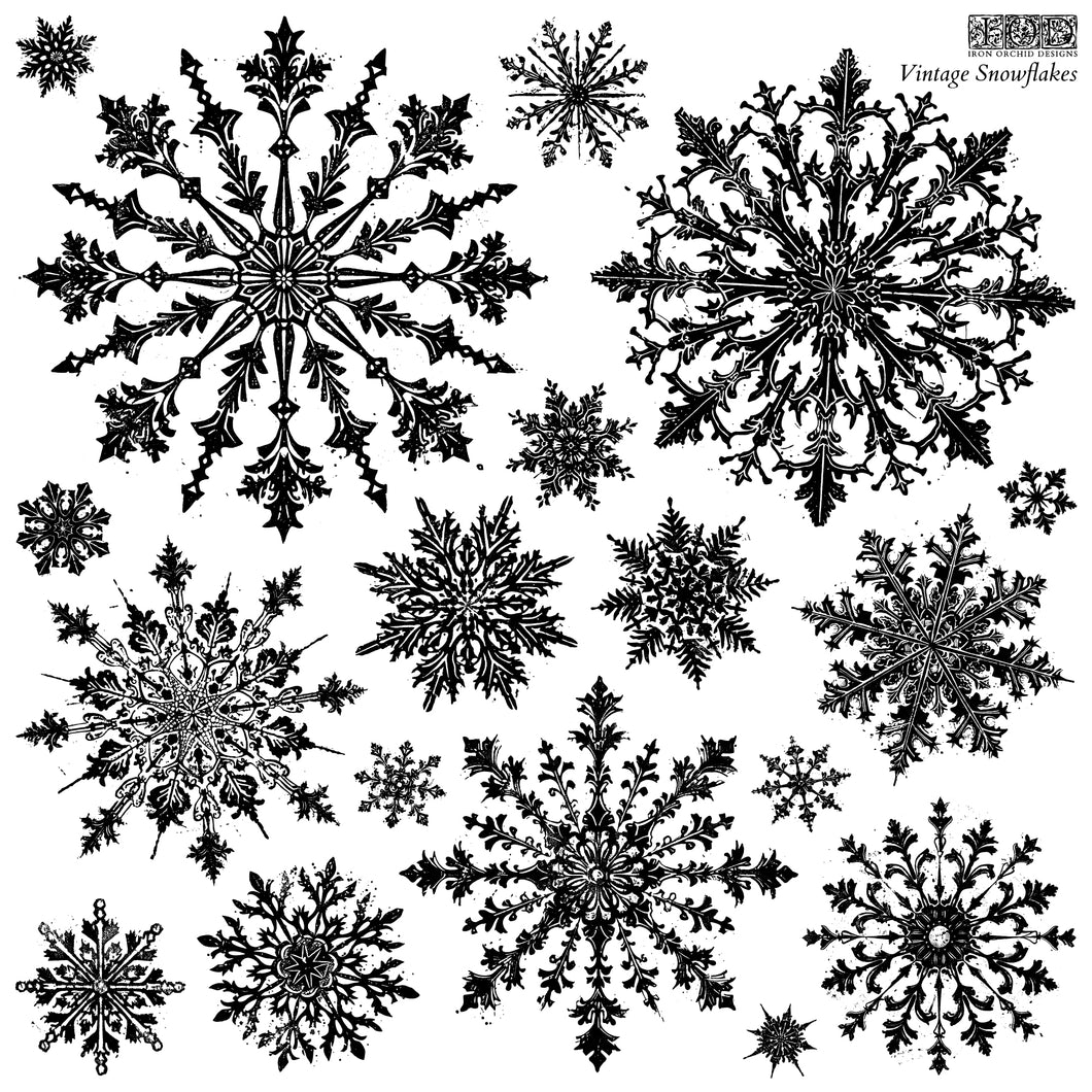 Vintage Snowflakes 12x12 IOD Stamp