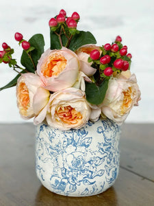 Vintage Flower Pot Using IOD Rose Toile Stamp