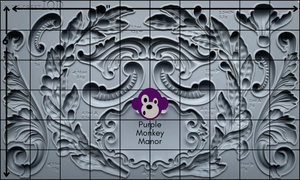 IOD Olive Crest mould with a six by ten grid laid over an image of the mould to show the approximate measurement of the elements within the mould.