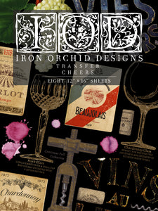 Cheers IOD Transfer - Eight 12" x 16" Pages, Image Transfer, Rub-On Image by Iron Orchid Designs