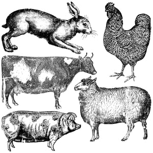 Farm Animals IOD Stamp - One 12" x 12" Page, Food Safe, Heavy Duty, Decor Stamp by Iron Orchid Designs