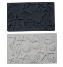 Load image into Gallery viewer, The IOD Sea Shells Mould and a complete casting of the mould below it.
